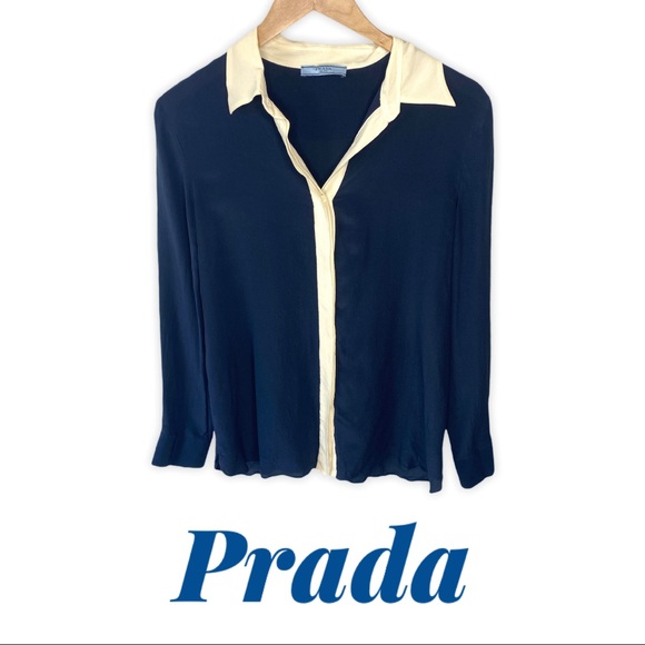 Prada Tops - Prada Silk Button Up Blouse L